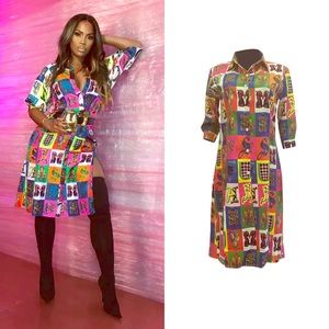 Funky Button Down Shirt Dress with Slit